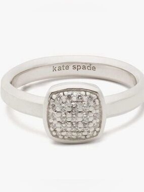 Kate Spade Time To Shine Pave Ring Silver Size 5 Crystal Statement Ring NEW